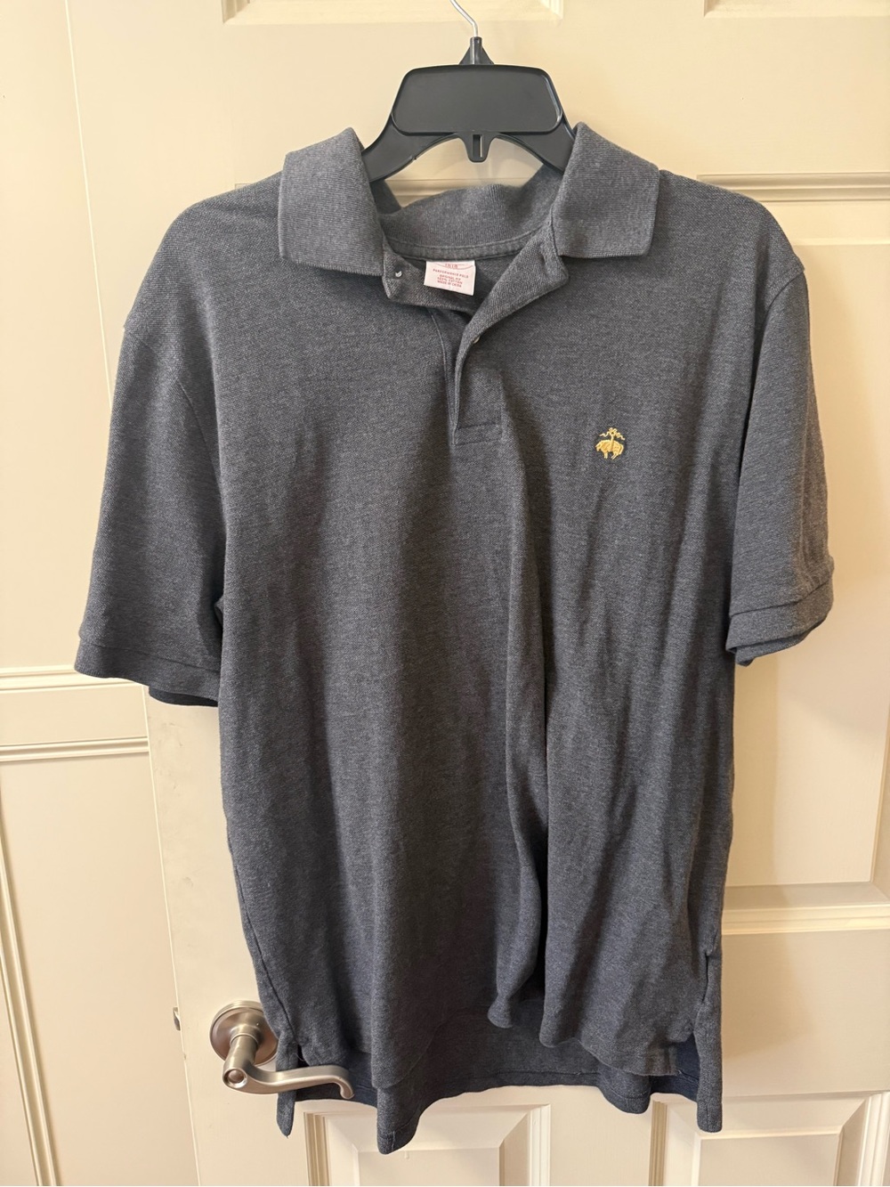 Brooks Brothers Gray Performance Polo with Yellow Logo